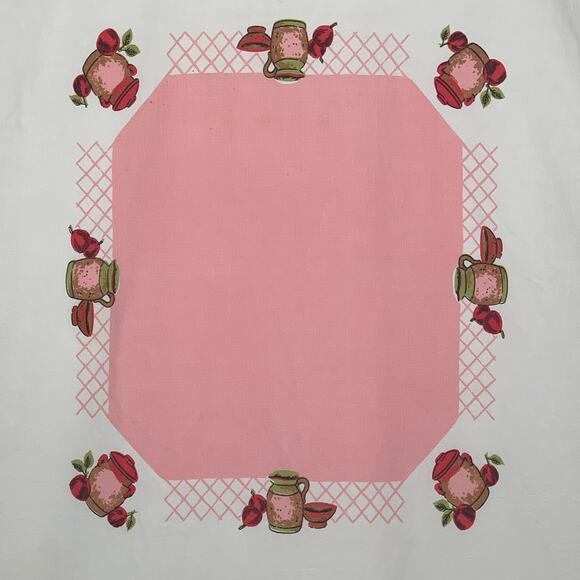 Tablecloth Blue White Embroidered Floral Striped Edge Vintage READ - Picture 2 of 14